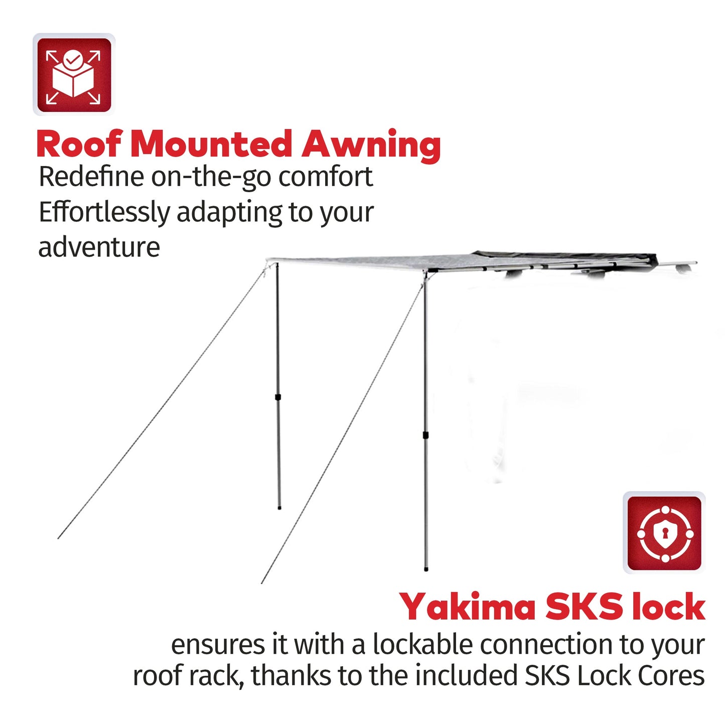 Yakima OverNOut 6.5' Lightweight Roof Mounted Awning w/Included SKS Lock, Medium