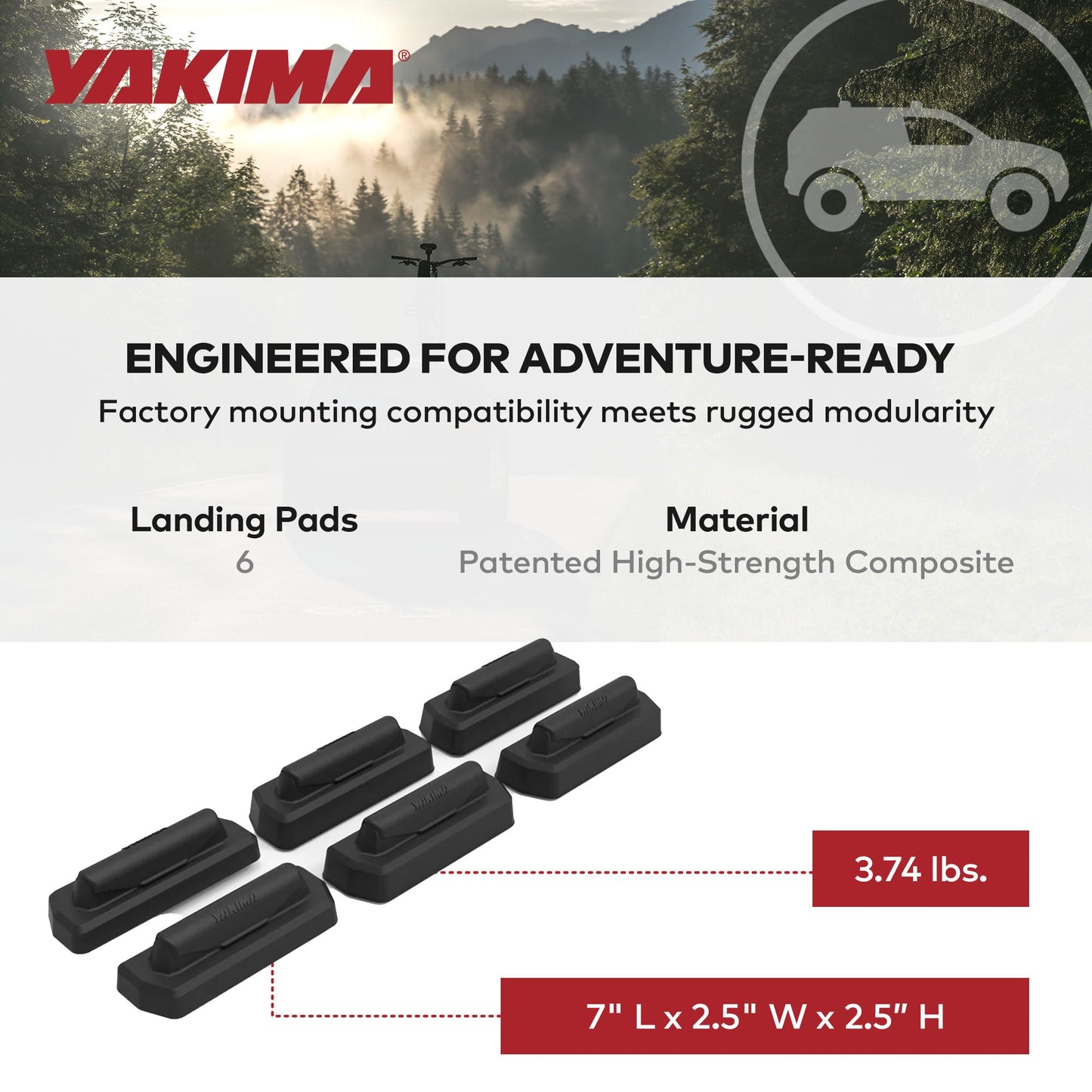 YAKIMA Landing Pad 30 Fixed Point Tower Compatible w/2010+ Lexus GX, Set of 6