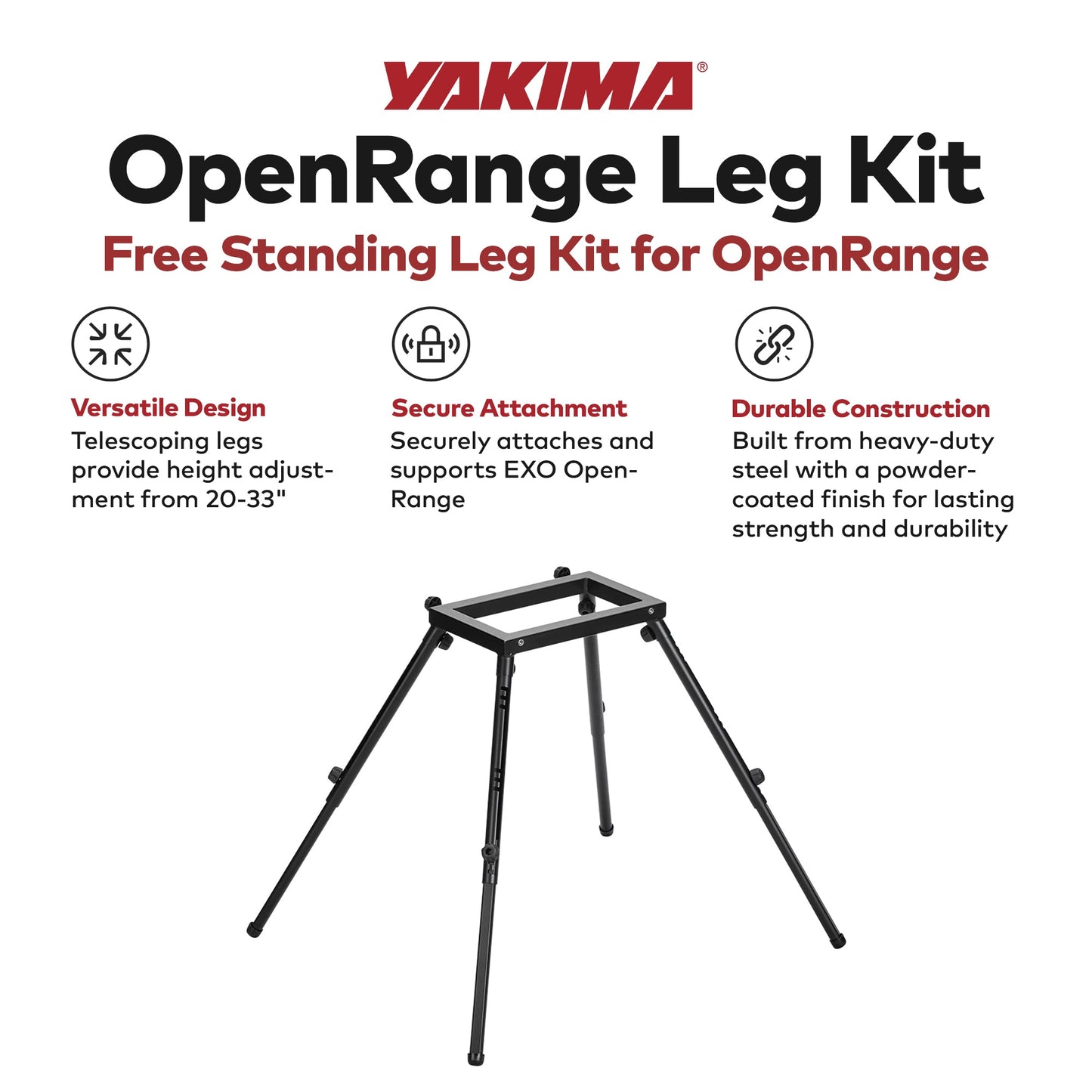 Yakima EXO OpenRange Steel Leg Kit Free Standing 20-30" Adjustable Support Stand