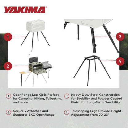 Yakima EXO OpenRange Steel Leg Kit Free Standing 20-30" Adjustable Support Stand