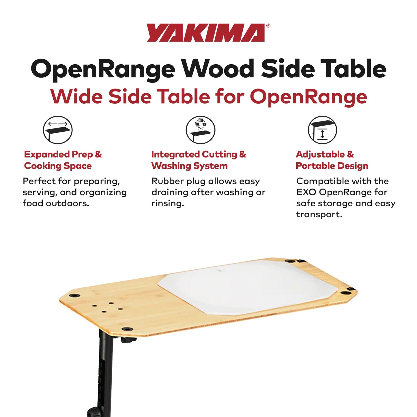 Yakima EXO OpenRange 13 x 27 Inch Wooden Side Table and Nesting Cutting Board