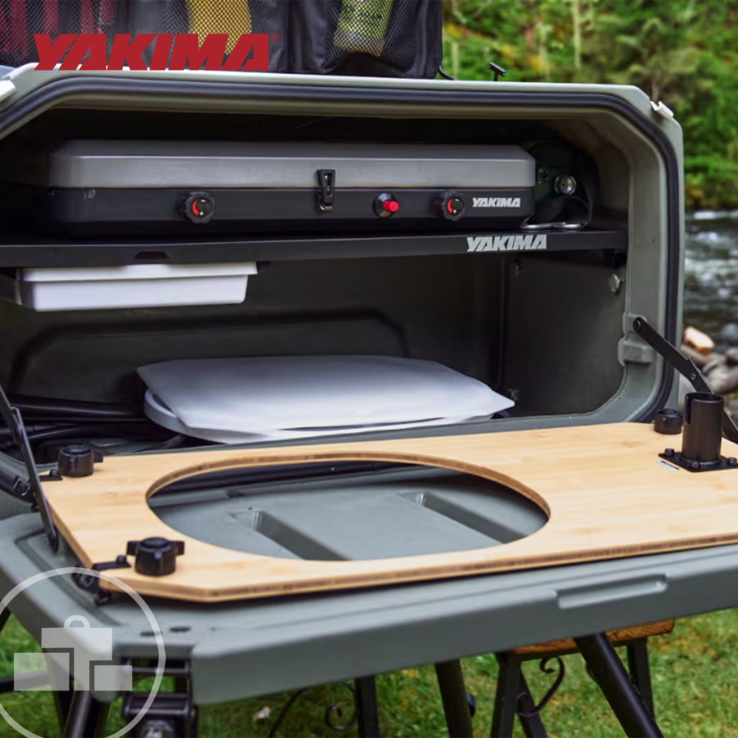 Yakima EXO OpenRange 13 x 27 Inch Wooden Side Table and Nesting Cutting Board
