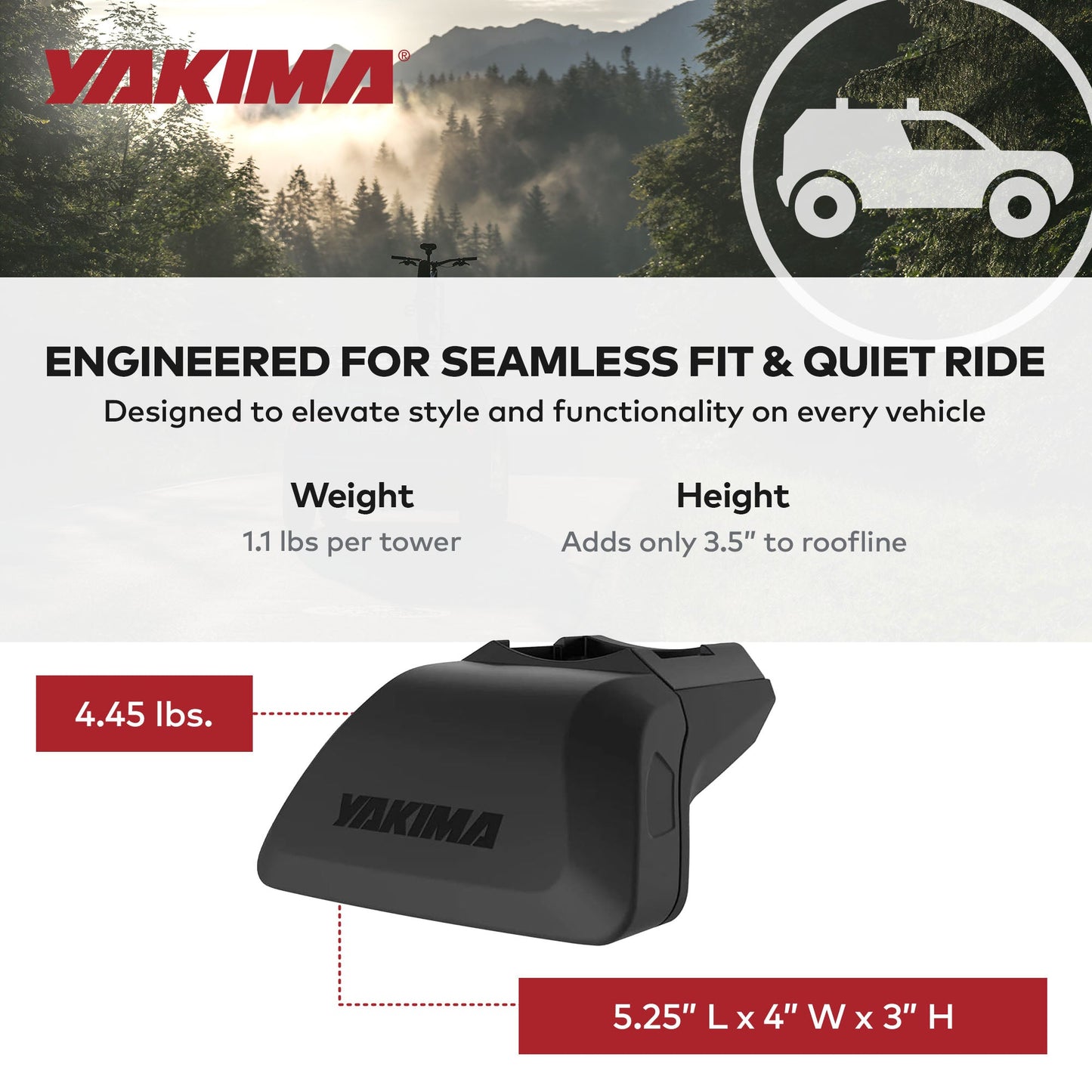 Yakima SightLine Roof Rack Tower for Vehicles with Flush-Mounted Side Rails