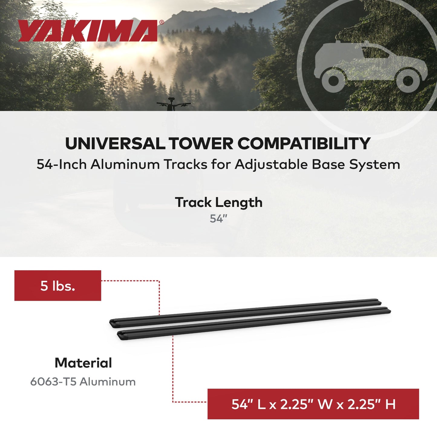 Yakima HD Track 54 Inch Car Roof Top Rack Mounting System with CapNuts, Black