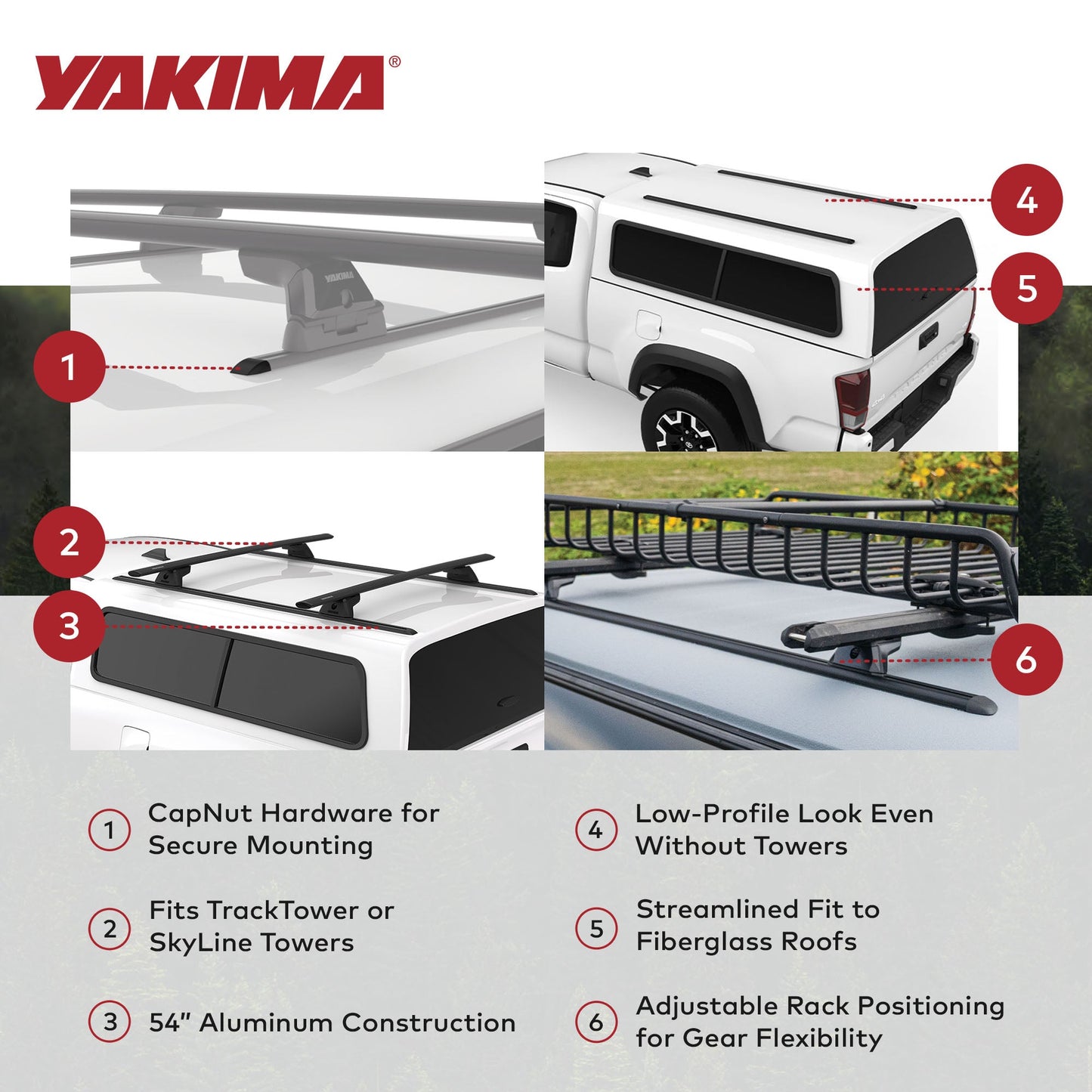 Yakima HD Track 54 Inch Car Roof Top Rack Mounting System with CapNuts, Black