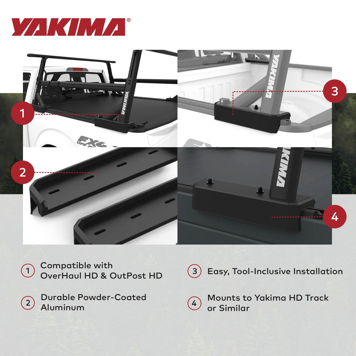 YAKIMA Truck Bed Track HD Kit for OverHaul HD and OutPost HD (Set of 2), Black