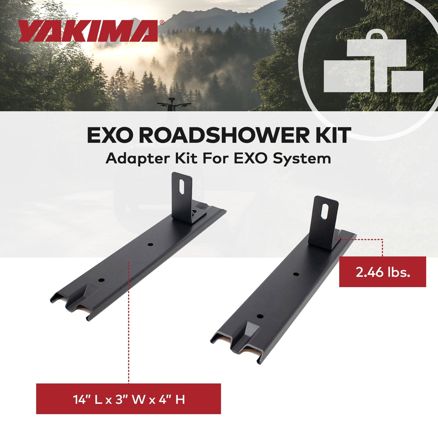 YAKIMA EXO Modern RoadShower Alloy Steel Powder Coated Finish Adaptor Kit, Black