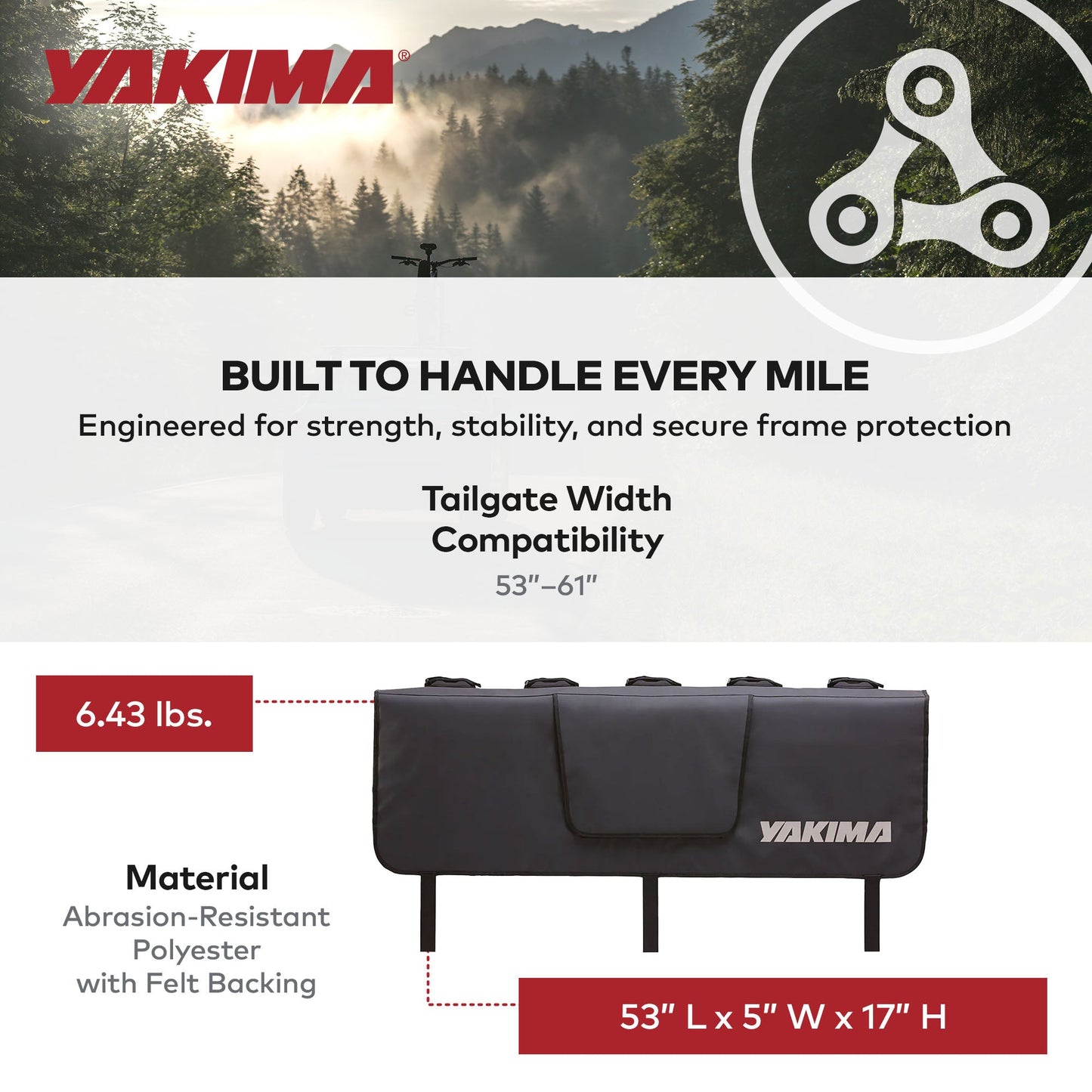 Yakima GateKeeper Truck Bed Tailgate Pad for Transport, Up to 6 Bikes, Black