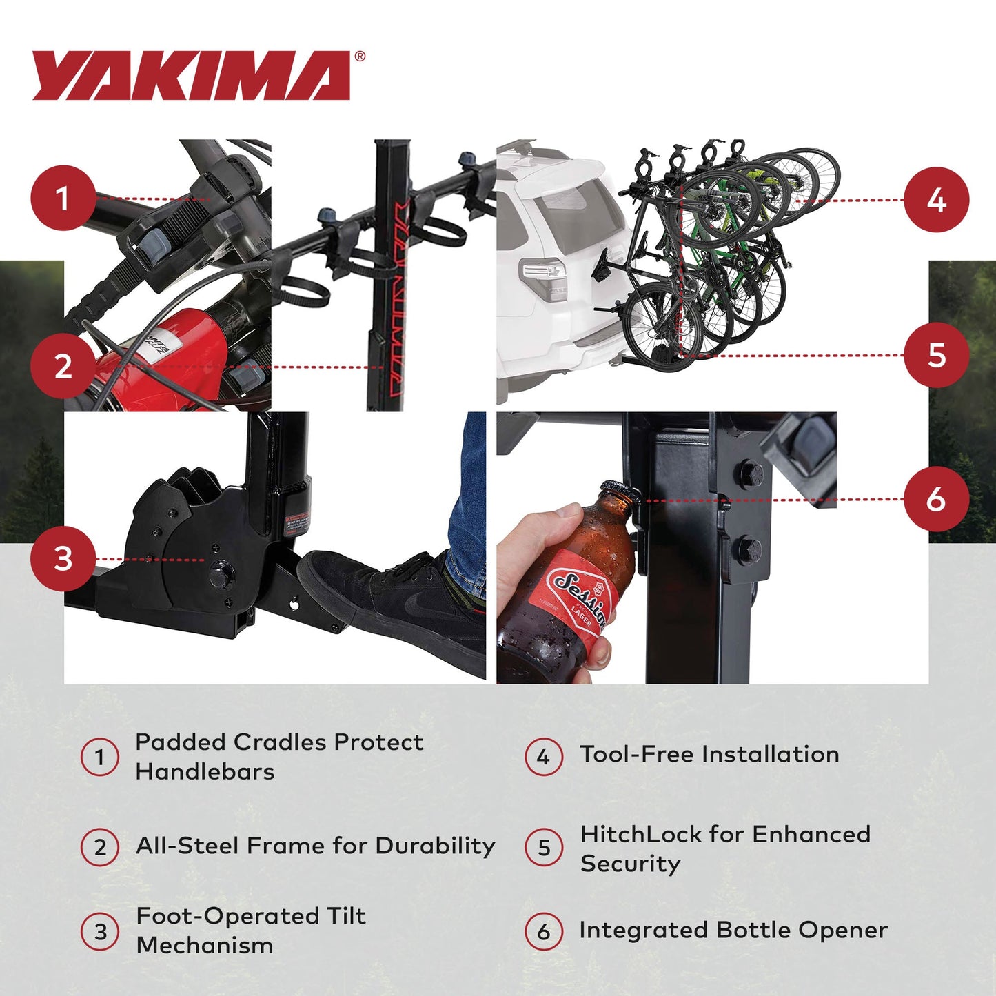 Yakima HangTight 6 Vertical Hanging Hitch Bike Rack for 2 Inch Hitch Receivers
