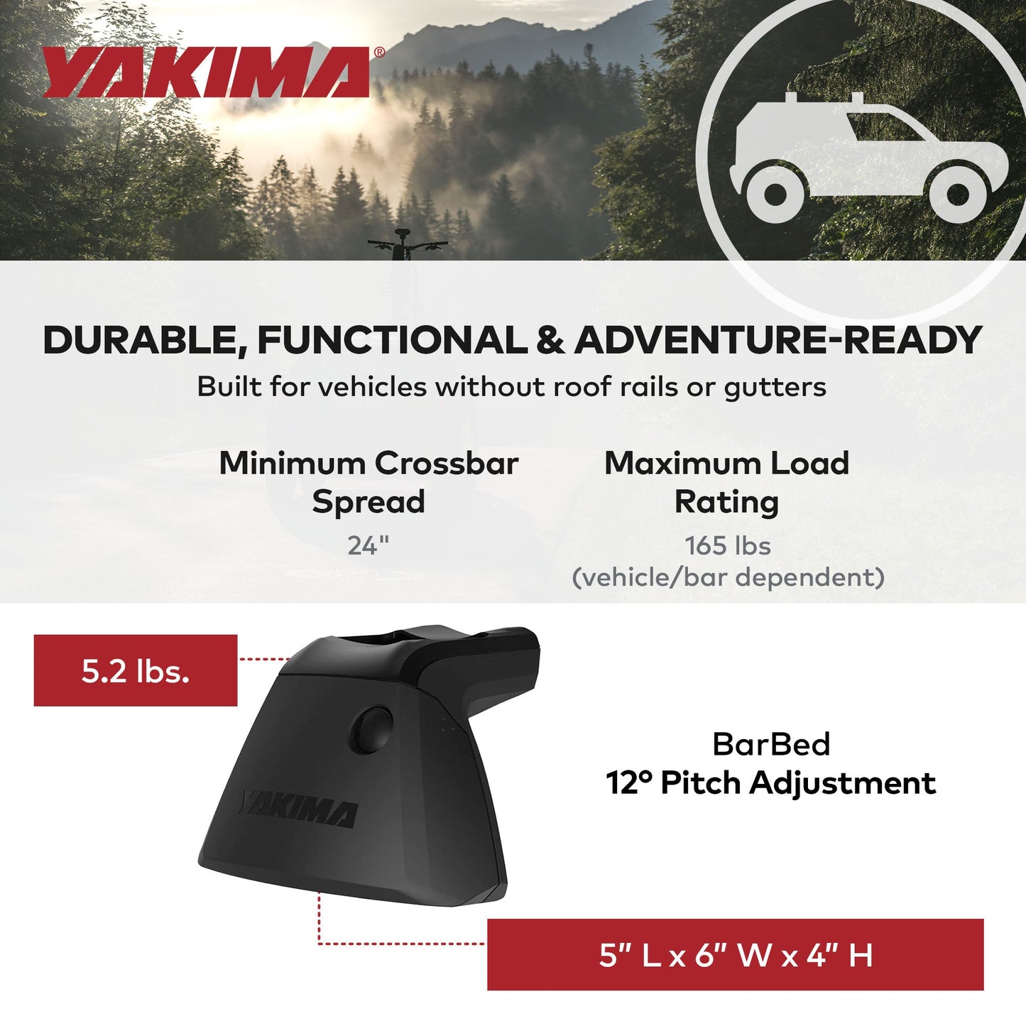 YAKIMA BaseLine Adjustable Rack Towers for Vehicles with Naked Roof, Set of 4