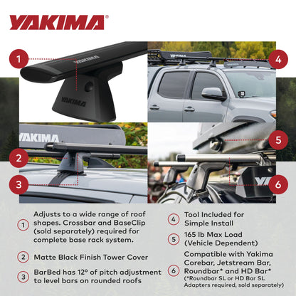 YAKIMA BaseLine Adjustable Rack Towers for Vehicles with Naked Roof, Set of 4