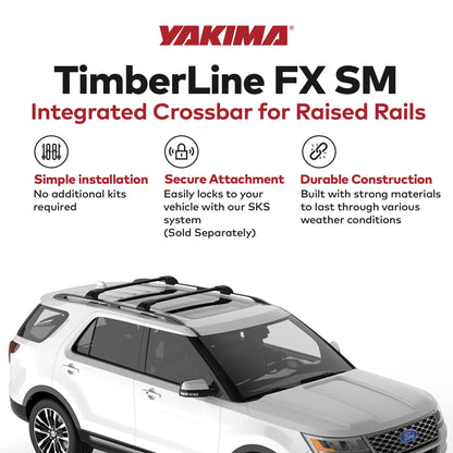 Yakima TimberLine FX SM Single Integrated Crossbar for Raised Rails, Matte Black