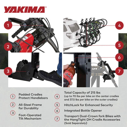 Yakima HangTight 4 Vertical Hanging Hitch Bike Rack for 2 Inch Hitch Receivers