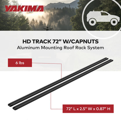 Yakima HD Track 72 Inch Car Roof Top Rack Mounting System with CapNuts, Black