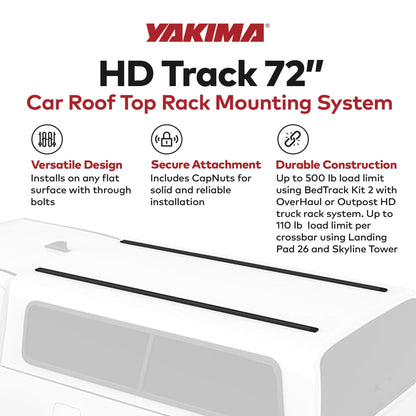 Yakima HD Track 72 Inch Car Roof Top Rack Mounting System with CapNuts, Black