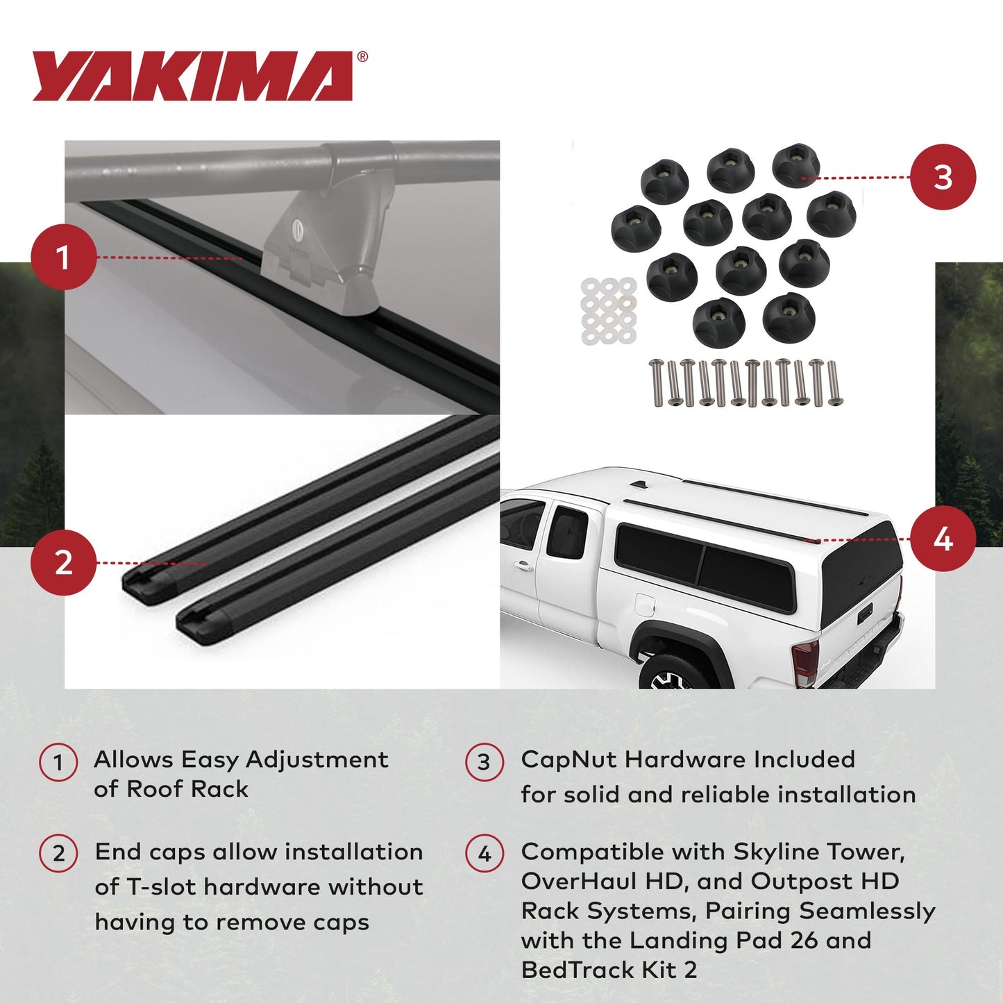 Yakima HD Track 72 Inch Car Roof Top Rack Mounting System with CapNuts, Black