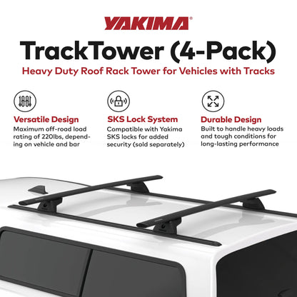 Yakima TrackTower Heavy Duty Roof Rack Tower for Vehicles with Tracks, Pack of 4