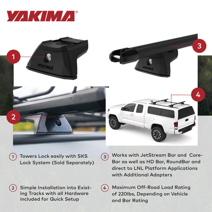 Yakima TrackTower Heavy Duty Roof Rack Tower for Vehicles with Tracks, Pack of 4