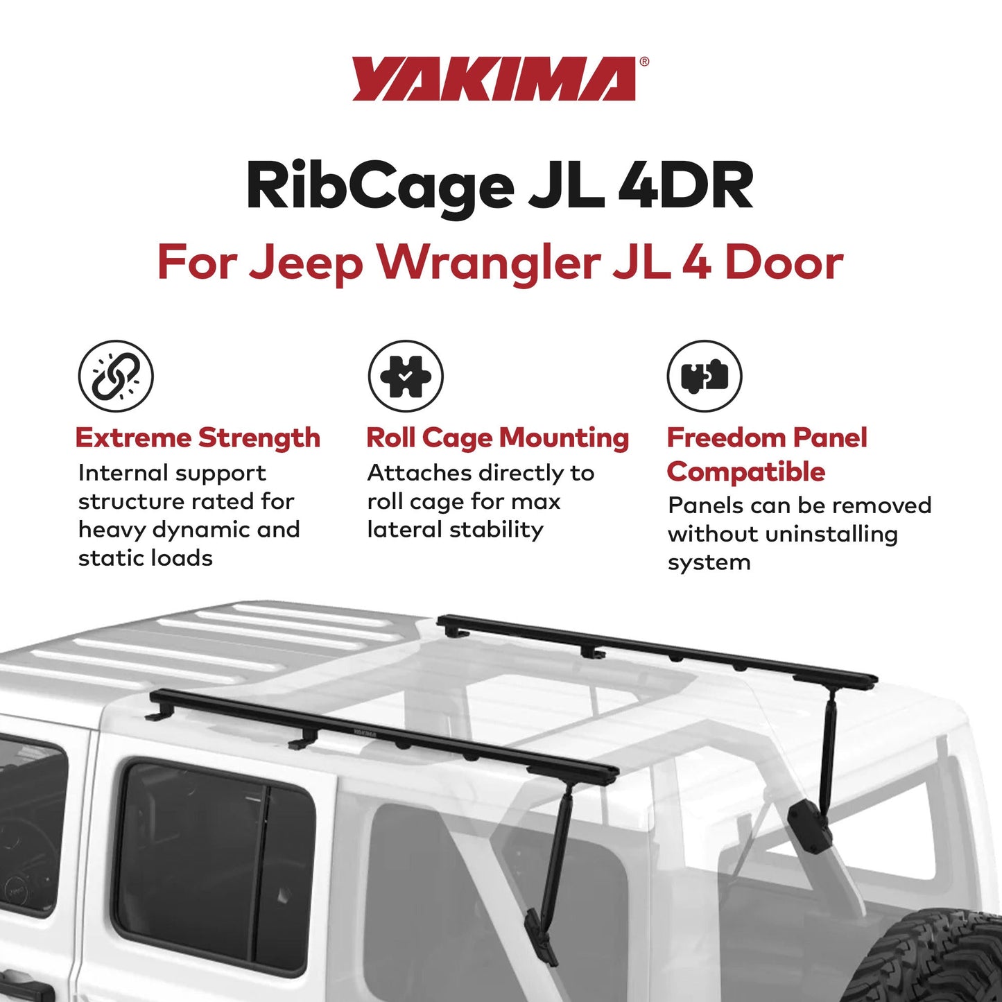 Yakima RibCage JL 4DR Custom Rooftop Track System with Internal Supports, Black