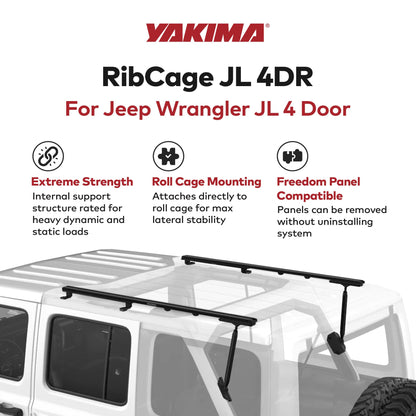 Yakima RibCage JL 4DR Custom Rooftop Track System with Internal Supports, Black