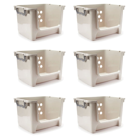 Sterilite Home Organization Stackable Open Storage Bin Container, Gray (6 Pack)