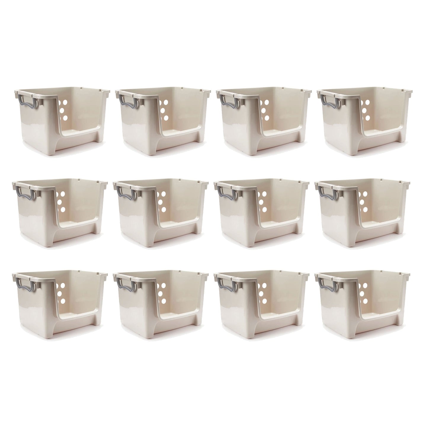 Sterilite Home Organization Stackable Open Storage Bin Container, Gray (12 Pack)