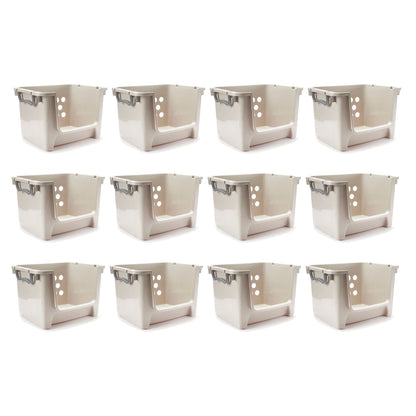 Sterilite Home Organization Stackable Open Storage Bin Container, Gray (12 Pack)