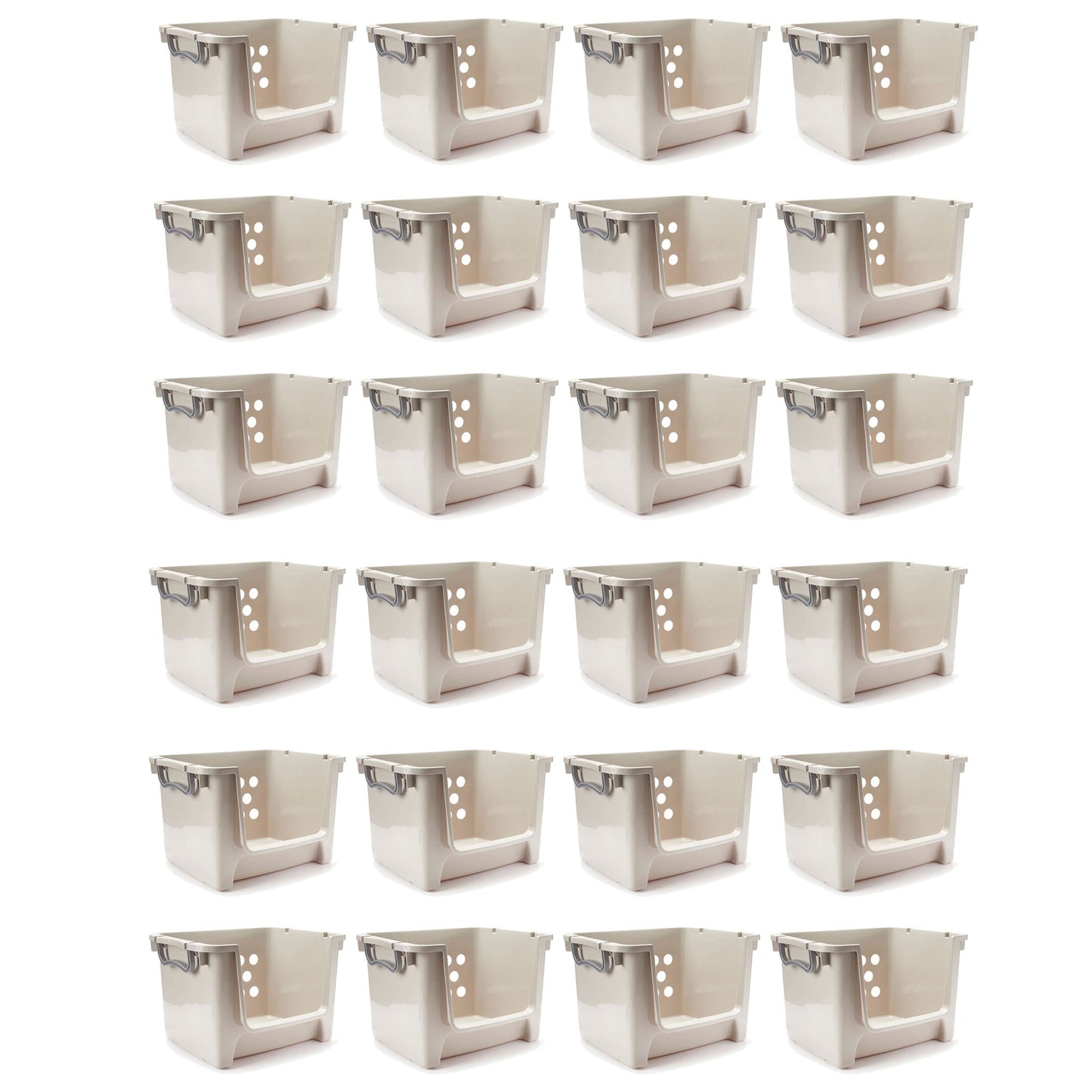 Sterilite Home Organization Stackable Open Storage Bin Container, Gray (24 Pack)