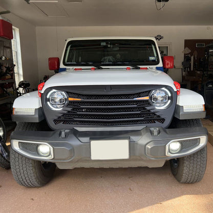 AMERICAN MODIFIED Tomahawk Front Grille w/DRL for 18-23 Jeep Wrangler/Gladiator