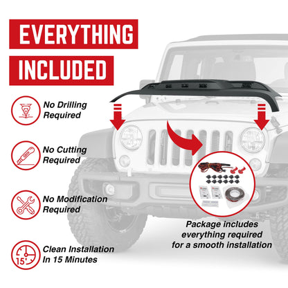 AMERICAN MODIFIED Front Hood Protector for 18-23 Jeep Wrangler JL & Gladiator JT