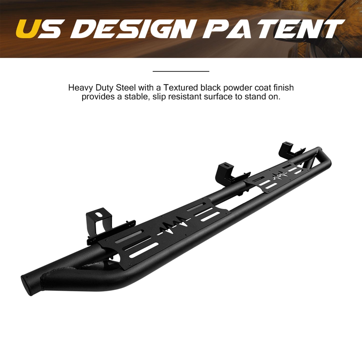 AMERICAN MODIFIED Side Step Bars Lightning Style for 18 to 23 Jeep Wrangler JL