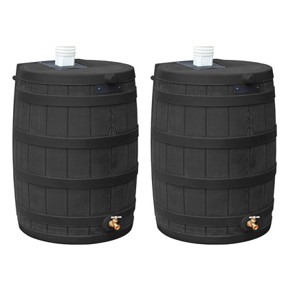 Good Ideas Rain Wizard 40 Gallon Capacity Plastic Rain Barrel, Black (2 Pack)