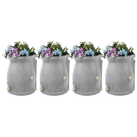 Good Ideas Rain Wizard 50 Gallon Plastic Rain Barrel Urn, Light Granite (4 Pack)