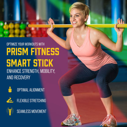 Prism Fitness Unweighted Smart Stick Exercise Equipment for Balance, Yellow