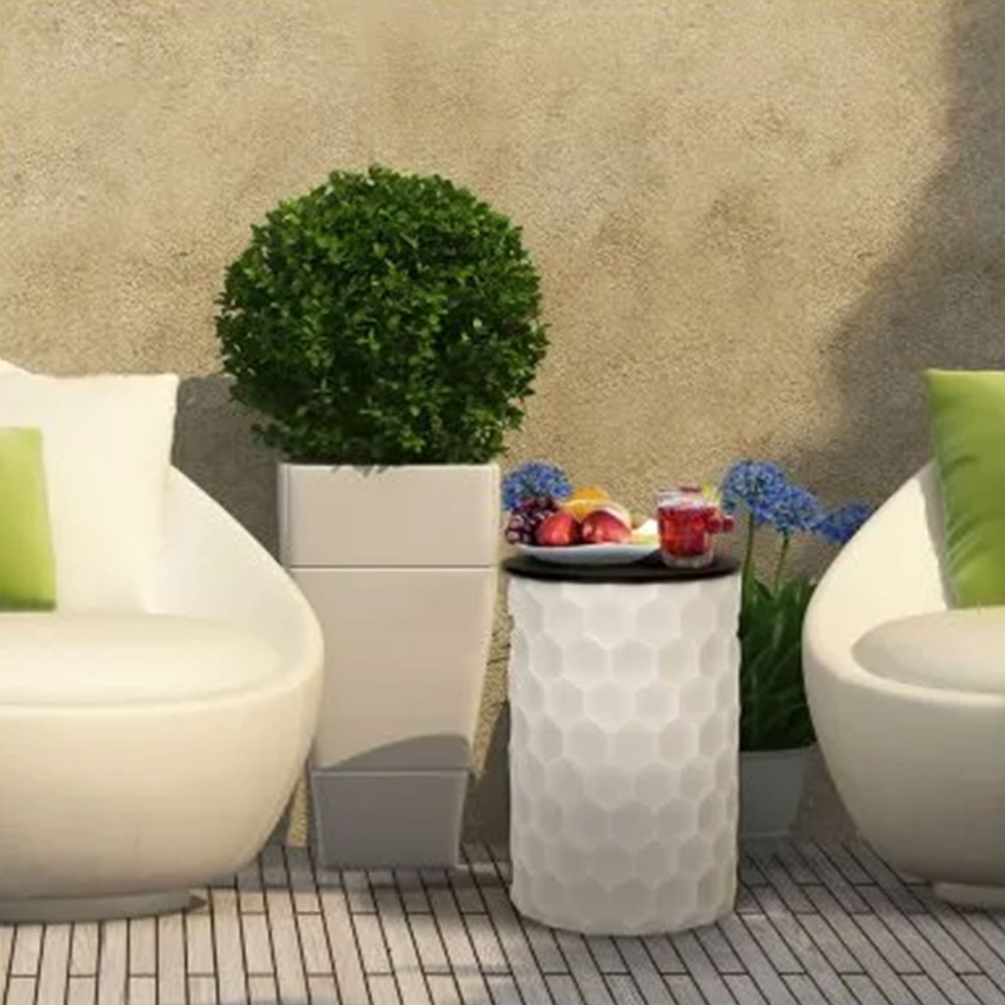 Four Seasons Courtyard Gas Fire Pit with Honeycomb Stone Pattern for Outdoor Use