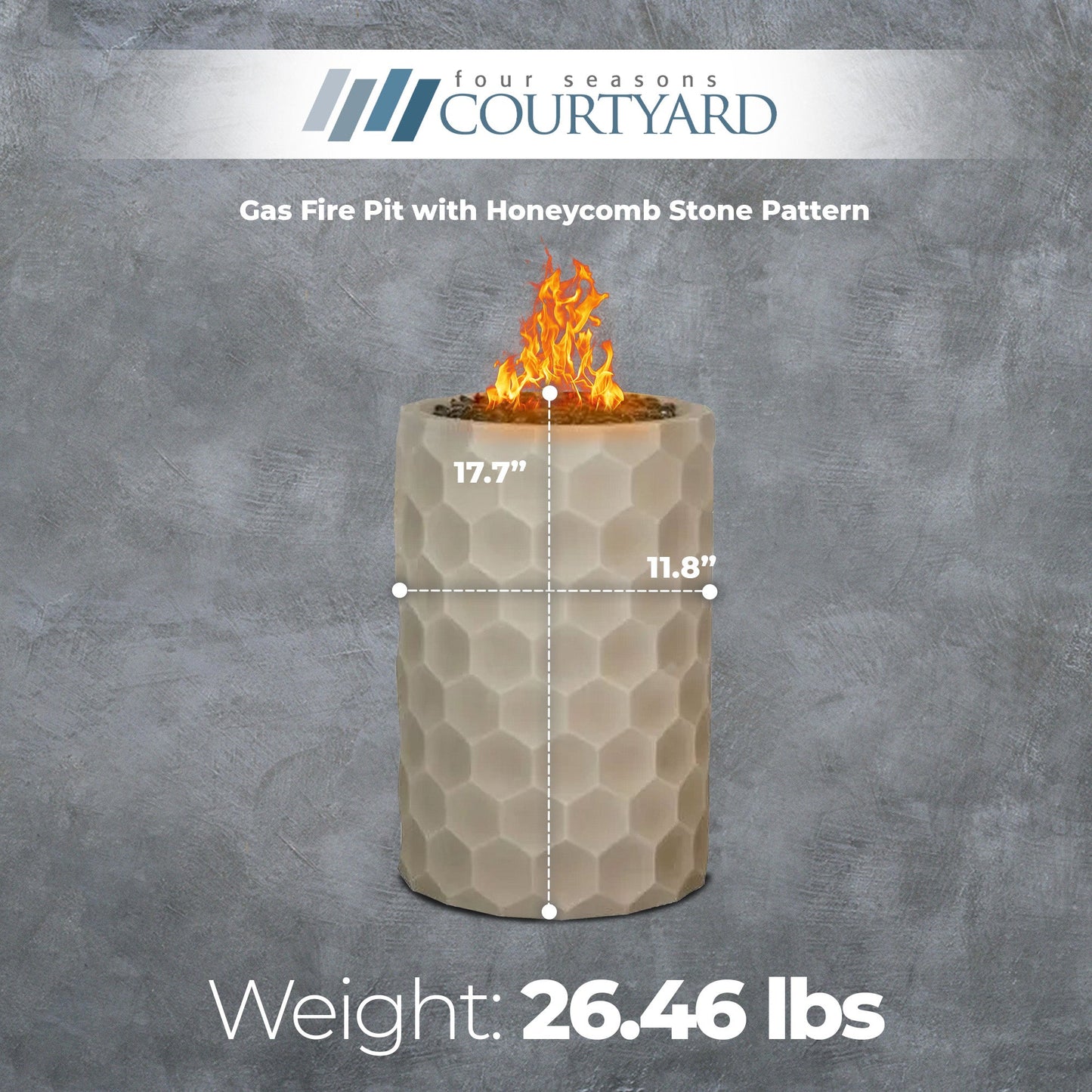 Four Seasons Courtyard Gas Fire Pit with Honeycomb Stone Pattern for Outdoor Use