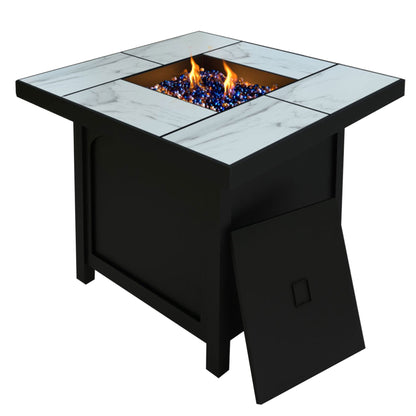 Four Seasons Courtyard 50,000 BTU 32 Inch Square Tile Tabletop Gas Fire Pit