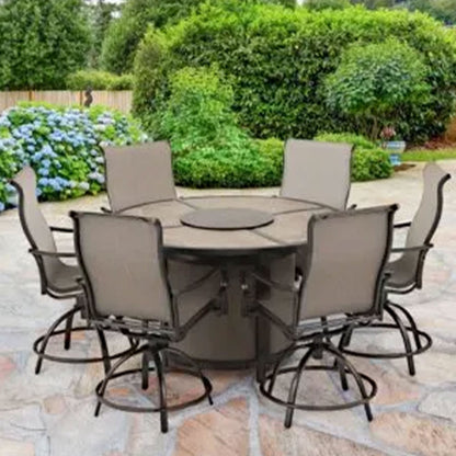 Four Seasons Courtyard Edison Park 54 Inch LP Gas Fire Pit Table, Gray Finish