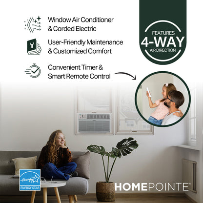 HomePointe 8,000 BTU 115 Volt Through The Wall Window Air Conditioner, White