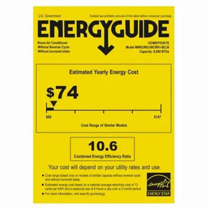 HomePointe 8,000 BTU 115 Volt Through The Wall Window Air Conditioner, White