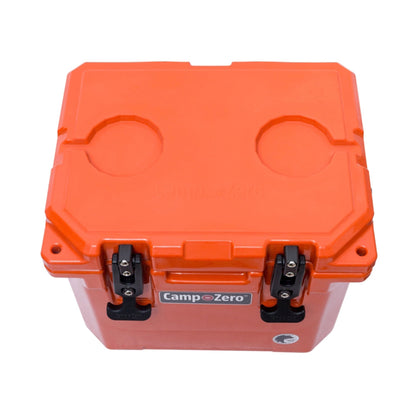 CAMP-ZERO 10 Liter 10.6 Quart Lidded Cooler with 2 Molded In Cup Holders, Orange