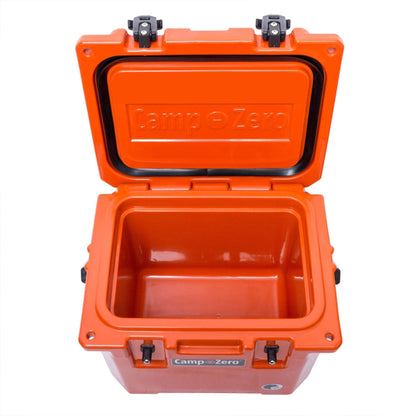 CAMP-ZERO 10 Liter 10.6 Quart Lidded Cooler with 2 Molded In Cup Holders, Orange