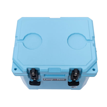 CAMP-ZERO 10 Liter 10.6 Quart Lidded Cooler with 2 Molded In Cup Holders, Sky