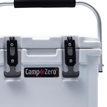 CAMP-ZERO 10 Liter 10.6 Quart Lidded Cooler with 2 Molded In Cup Holders, White