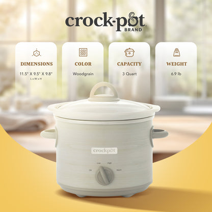 Crock-Pot Manual Design Series 3 Quart 3 Setting Slow Cooker for Kitchen Use
