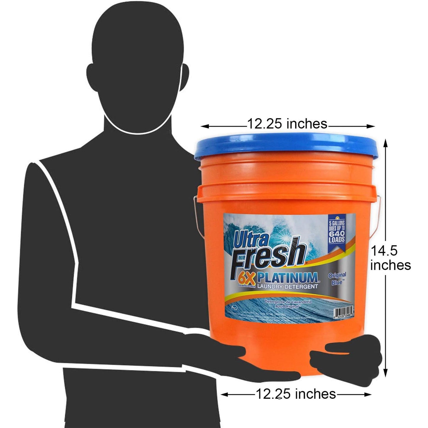 Ultra Fresh 6X Platinum 5 Gal Laundry Detergent, Up to 640 Loads, Original Blue