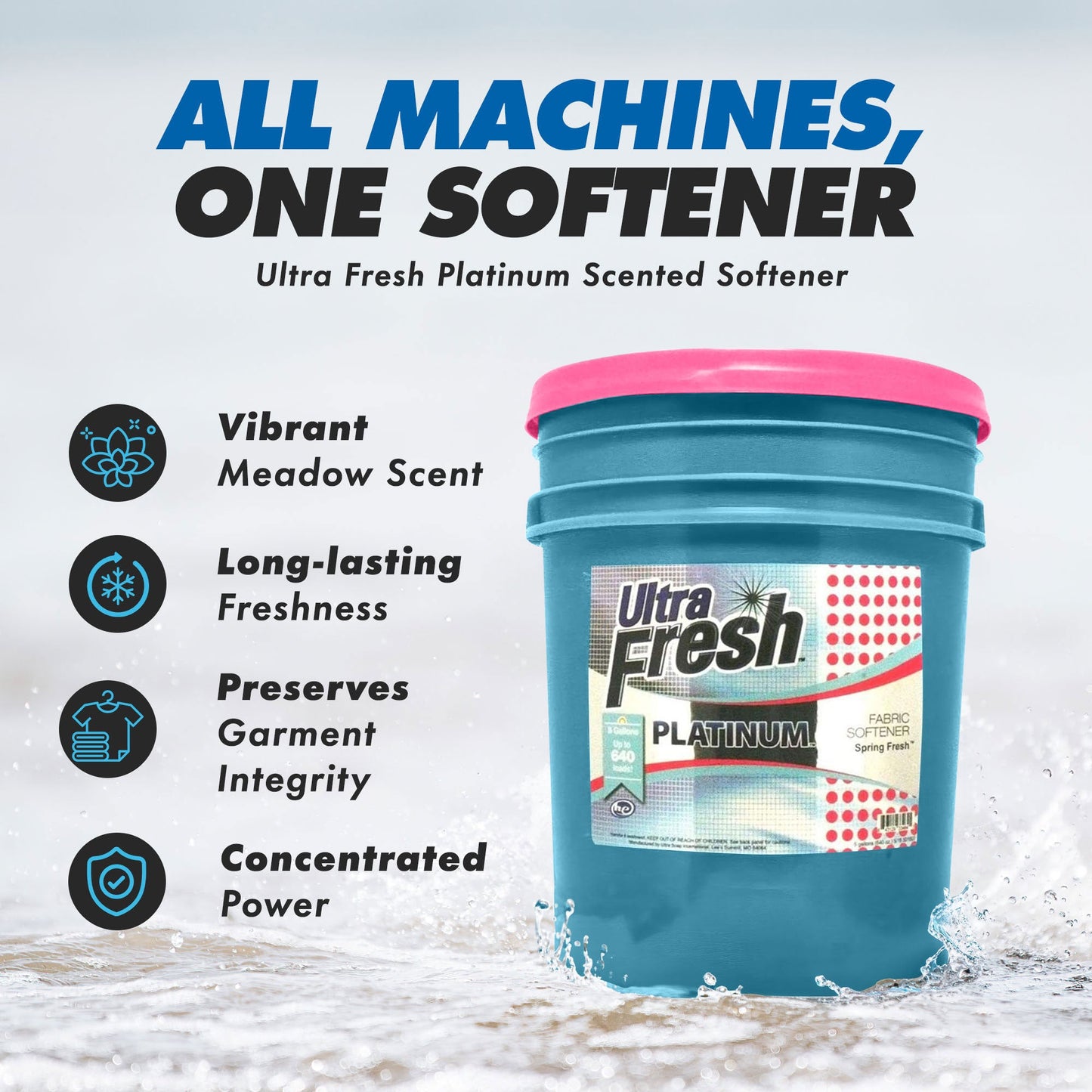 Ultra Fresh Platinum 5 Gal Spring Fresh Fabric Softener Up to 640 Loads w/Pump