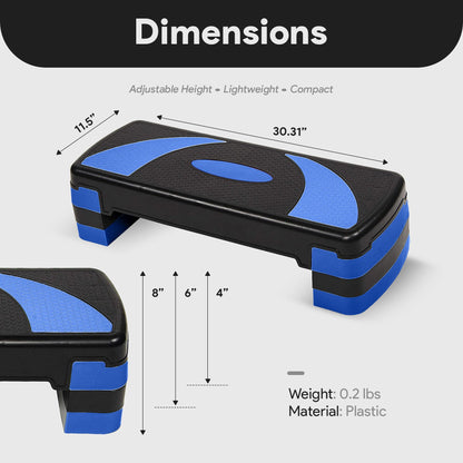 BalanceFrom Fitness Adjustable Workout Aerobic Step Platform Trainer w/ Raisers