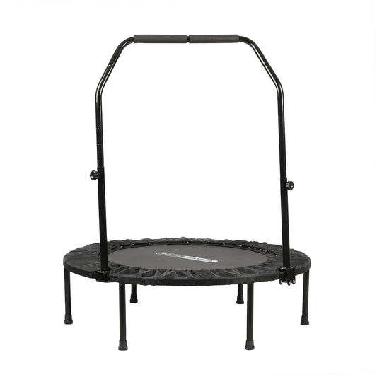 HolaHatha 40" Mini Trampoline Fitness Rebounder with Adjustable Handle, Black
