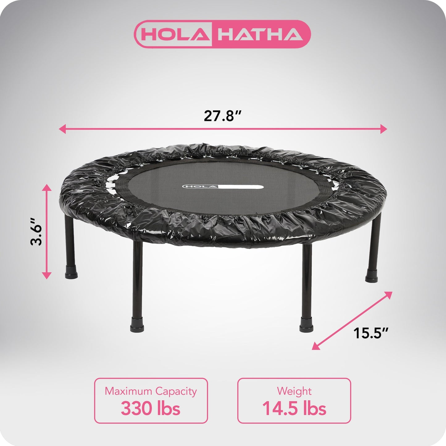 HolaHatha Foldable Mini Trampoline, 36" Round Portable Fitness Rebounder, Black